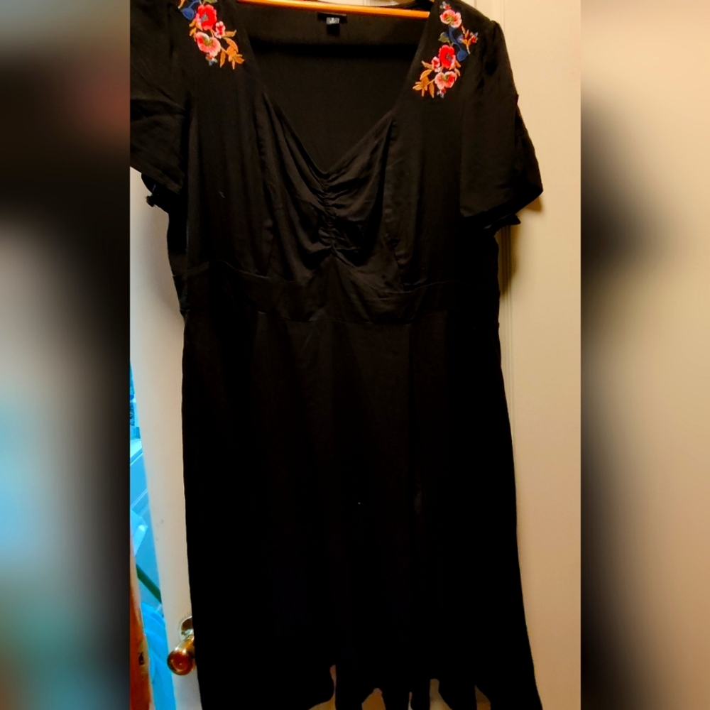 Torrid Little Black dress with flowers on shoulders